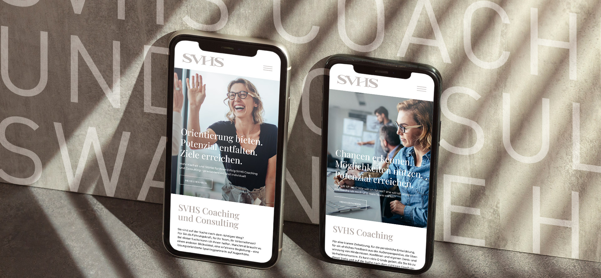 SVHS Coaching and Consulting – Ansicht Webseite Mobile Version